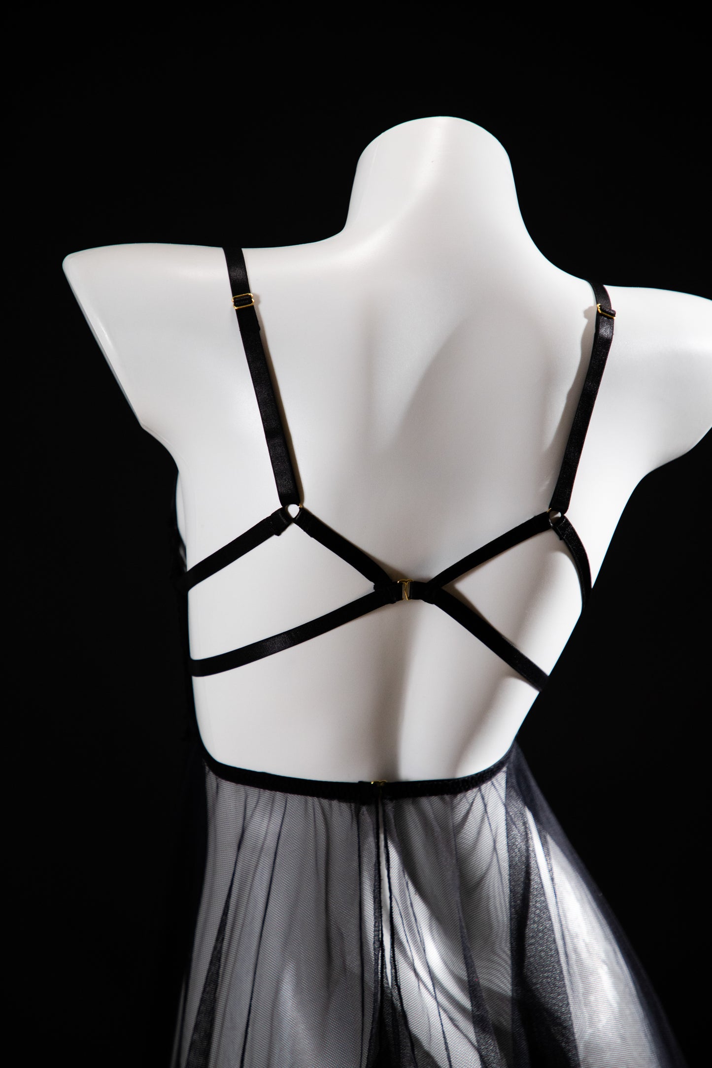 "Genki" Open Bust/Perforated Mesh Dress Set