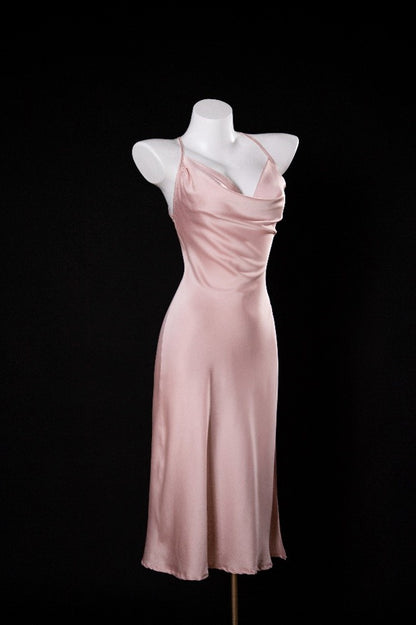 "Flame of the Night" Evening Dress Style Crisscross Back Satin Room Dress