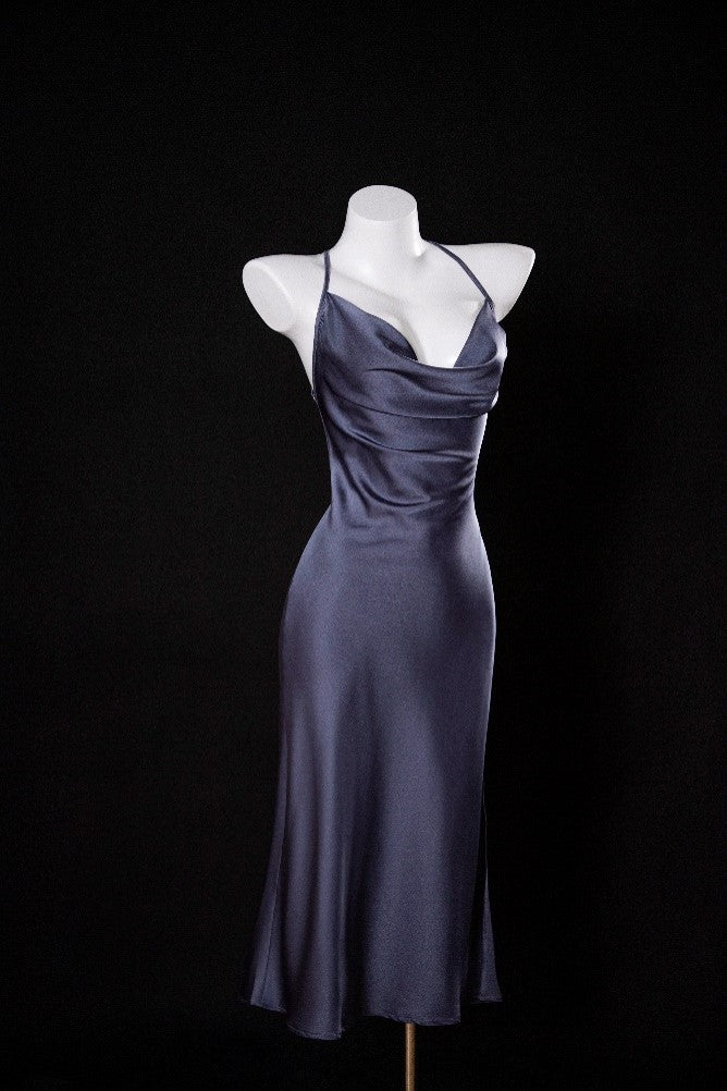 "Flame of the Night" Evening Dress Style Crisscross Back Satin Room Dress